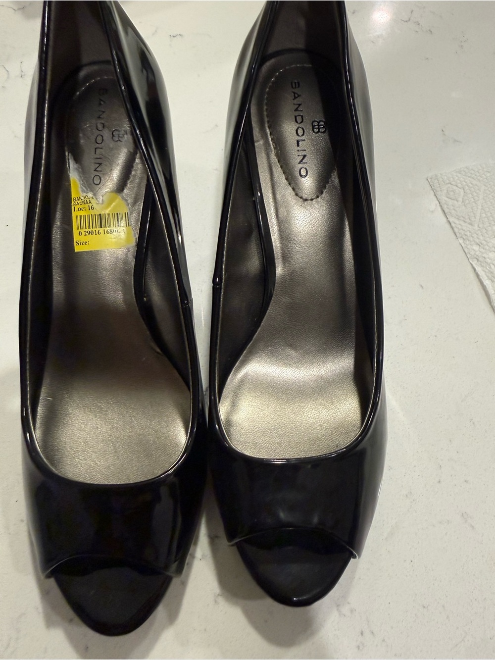 Bandolino Black Patent Peep-Toe Heels for Women